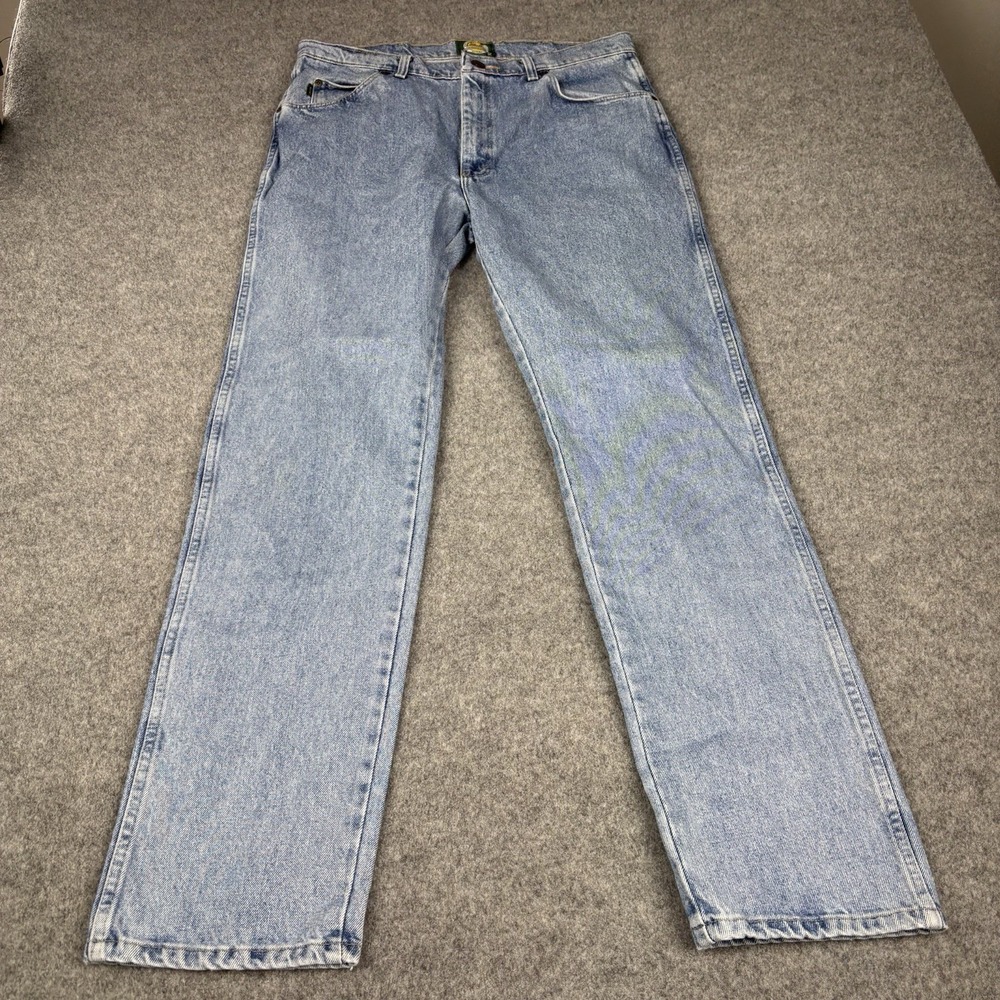 Cabelas Jeans Mens 36x34 Straight Leg Light Wash Outdoor Blue Denim Casual Work